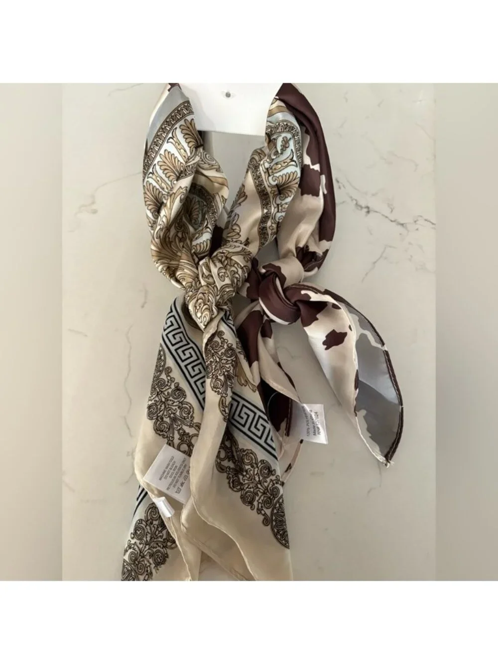 Stylish Brown and Cream Hair Scarf